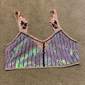 Topshop lilac sequin mermaid bralette top